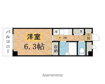 ビレッジコア八王子[1K/21.06m2]の間取図