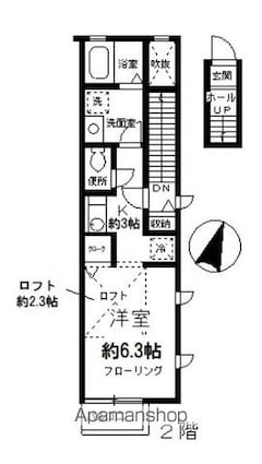 東京都世田谷区駒沢２丁目[1K/29.19m2]の間取図