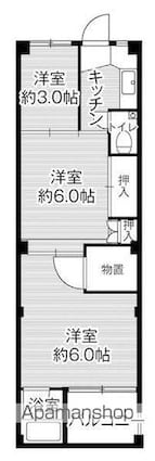 ビレッジハウス下更地２号棟[3K/39.76m2]の間取図