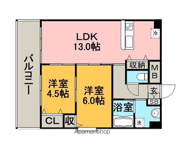 福岡市中央区港のマンションの間取り