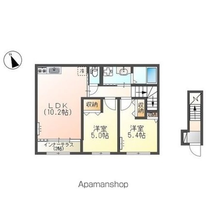 Ｖｉａ　Ｌｕｃｅ（ヴィア　ルーチェ）[2LDK/54.88m2]の間取図