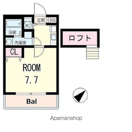 ナウリヴィエールⅡ[1K/25.18m2]の間取図