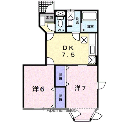 ラヴィング・ヴィラＡ[2DK/46.06m2]の間取図