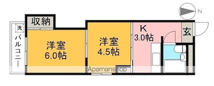 高知県高知市高須新町３丁目[2K/25.04m2]の間取図