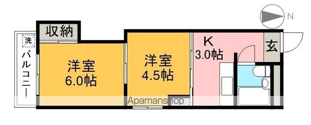 藤本マンション[2K/25.04m2]の間取図