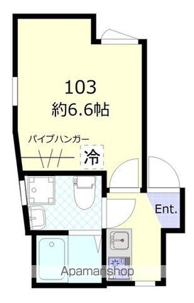 東京都三鷹市下連雀１丁目[1K/18.77m2]の間取図