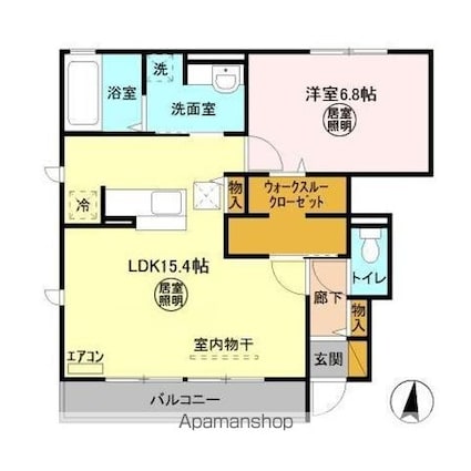 スカイブルー　Ｈ[1LDK/54.95m2]の間取図