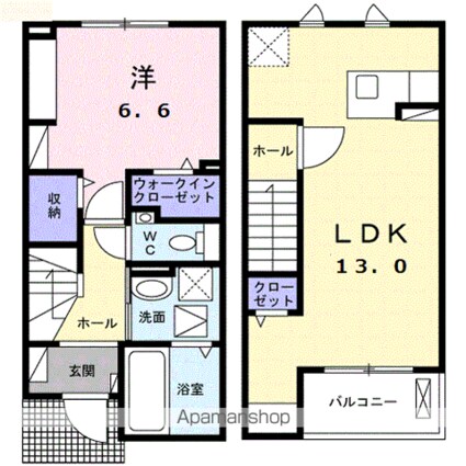 ソレイユ　ヤハラ[1LDK/51.54m2]の間取図