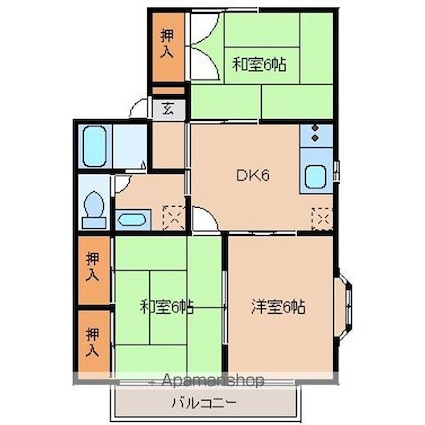 セジュール雷Ⅰ[3DK/53.68m2]の間取図