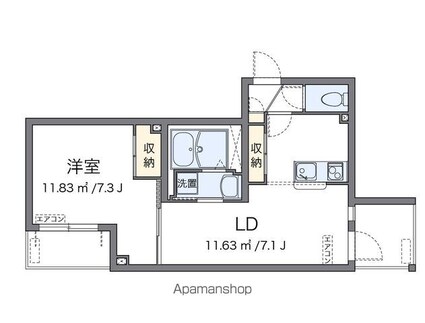 クレイノサンサーラ２[1LDK/38.79m2]の間取図