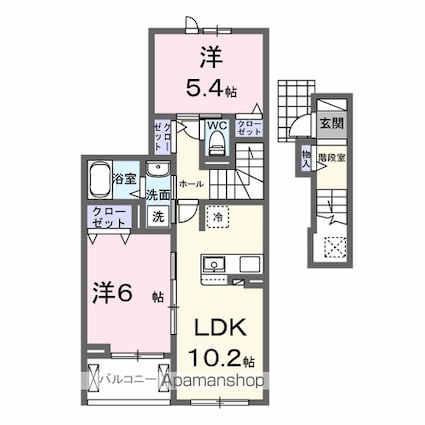 モーヴソレイユ[2LDK/54.61m2]の間取図