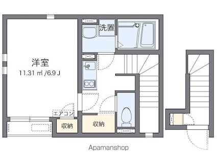 クレイノエクセル戸越Ⅱ[1K/26.63m2]の間取図