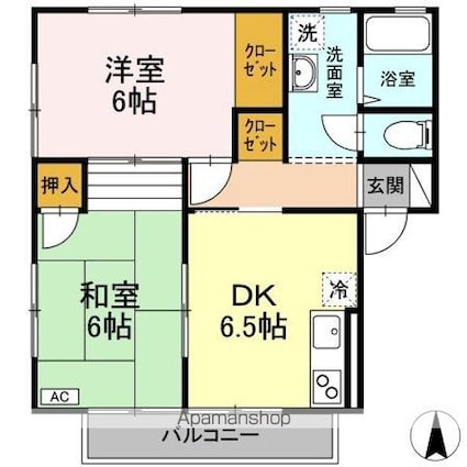セントパークハイツ　Ｂ[2DK/48.75m2]の間取図
