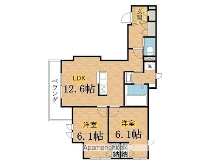 スプリングス八王子ヘーベルメゾン[2LDK/60.47m2]の間取図