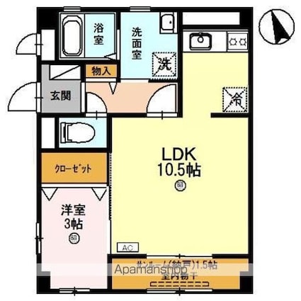 サンフラワー[1LDK/42m2]の間取図