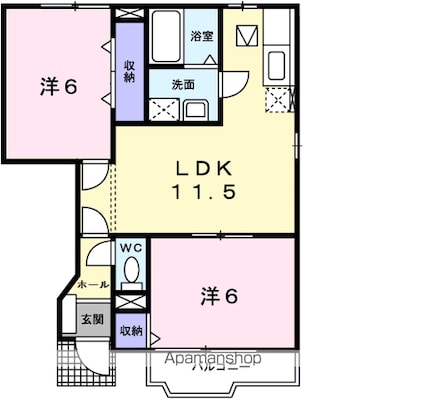 クレーデレ　ドーノ　ヨッシーⅡ[2LDK/51.79m2]の間取図