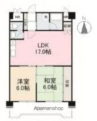 鶴市マンション[2LDK/58m2]の間取図