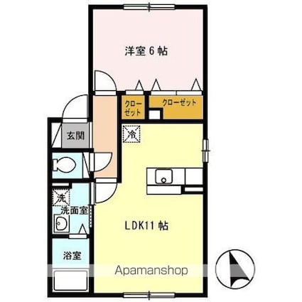 グランモア奥野[1LDK/41.26m2]の間取図