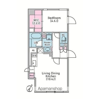 デュオメゾン渋谷松濤[1LDK/40.27m2]の間取図