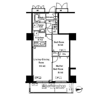 パークアクシス元浅草ステージ[2LDK/50.62m2]の間取図