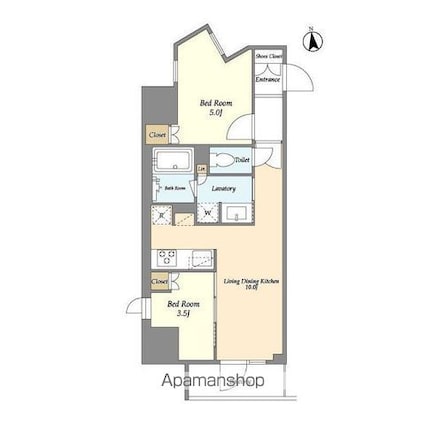 ＬａＳａｎｔｅ　上野[2LDK/42.2m2]の間取図
