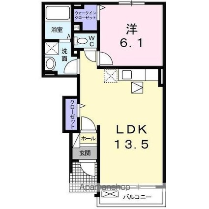 エレガンシア・ブローテⅠ[1LDK/44.7m2]の間取図