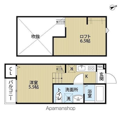 オーリス八千代[1R/21.07m2]の間取図
