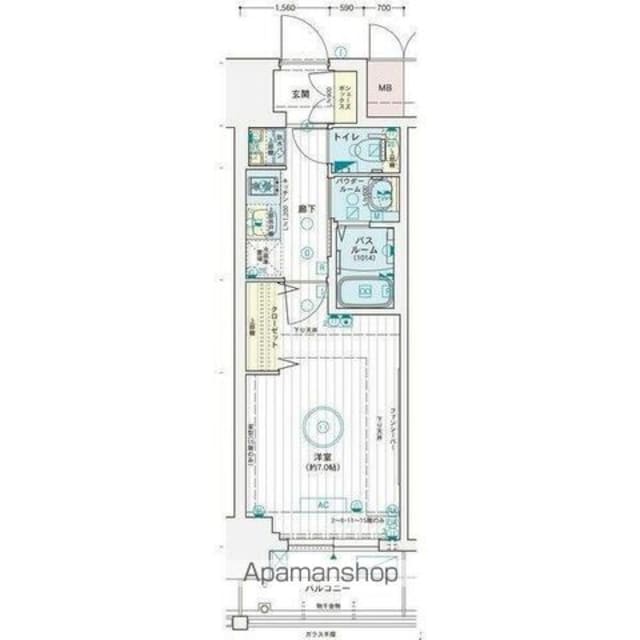 ＥＣ広島国泰寺（エステムコート広島国泰寺）[1K/23.94m2]の間取図