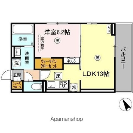 ＴＯＲＩＳＩＡ箱崎宮前[1LDK/45.29m2]の間取図