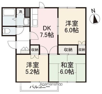 シャルマンドミール[3DK/55.06m2]の間取図