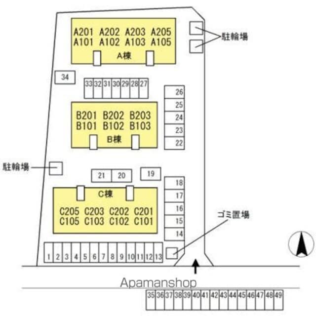 ベイサージュ・２２　Ｂ棟[2LDK/55.36m2]の配置図