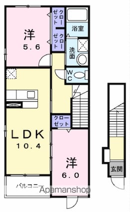 カーサ　リベーラ[2LDK/56.47m2]の間取図
