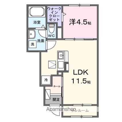 ロックリバー４号館[1LDK/40m2]の間取図