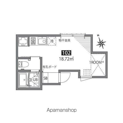 グランエッグス杉並松庵[1R/18.72m2]の間取図