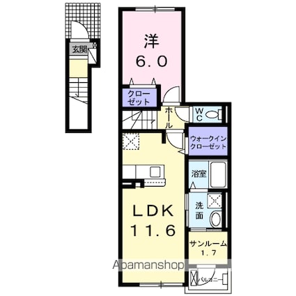カーサメヌエット　Ａ[1LDK/51.5m2]の間取図