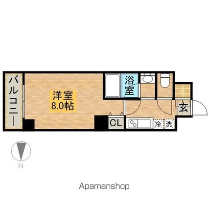 愛知県名古屋市東区東桜２丁目[1K/25.57m2]の間取図