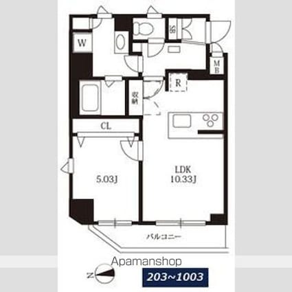 マキシヴ浅草[1LDK/40.45m2]の間取図