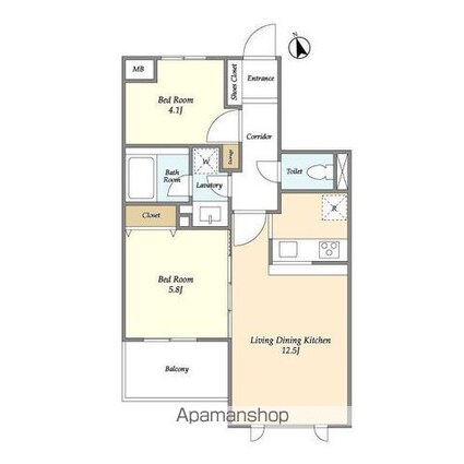 アプリーレ南荻窪[2LDK/51m2]の間取図