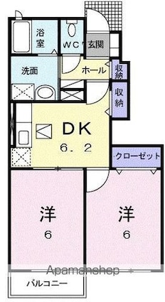 グラスハイツ盛兼Ｂ[2DK/43.86m2]の間取図