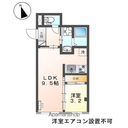 アンジュ　　オー（Ａｎｇｅ　ｅａｕ）[1LDK/32.46m2]の間取図