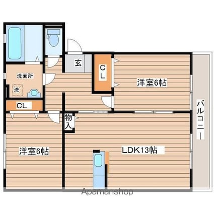 メゾンソレイユ[2LDK/58.79m2]の間取図