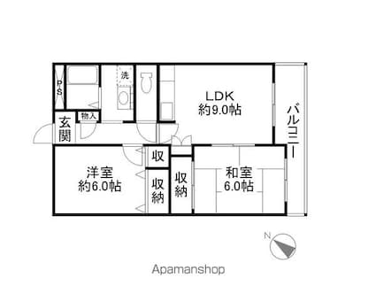冨波グリーンマンション[2LDK/48.6m2]の間取図