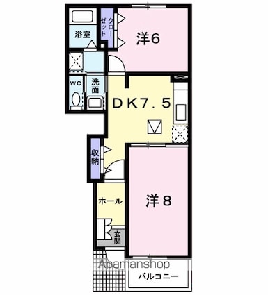 東京都立川市上砂町２丁目[2DK/49.82m2]の間取図