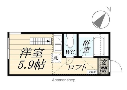 パークウェイ鶴見[1R/14.14m2]の間取図