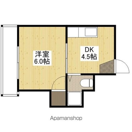 広島県広島市中区白島中町[1DK/23m2]の間取図