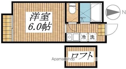 ウィスタリア・インズ[1K/17.39m2]の間取図