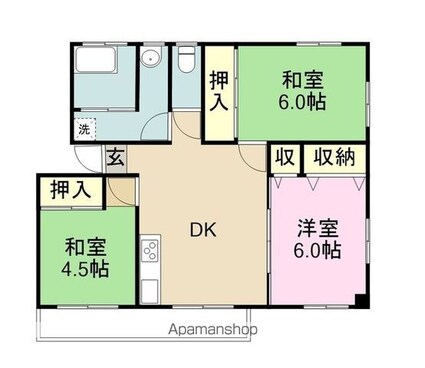 田口コーポ[3DK/64.6m2]の間取図