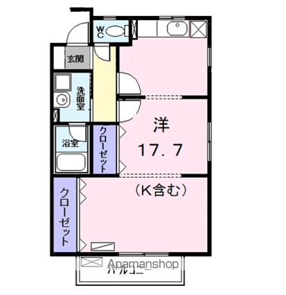コーポ上流Ⅰ[1R/40m2]の間取図