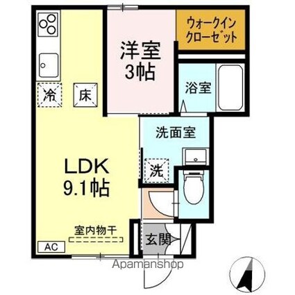 ＲＥＳＵＡ鍛冶町[1LDK/31.34m2]の間取図