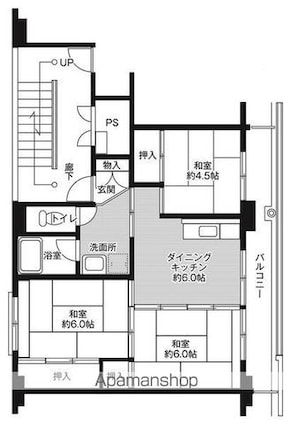 ビレッジハウス千丁２号棟[3DK/53.08m2]の間取図